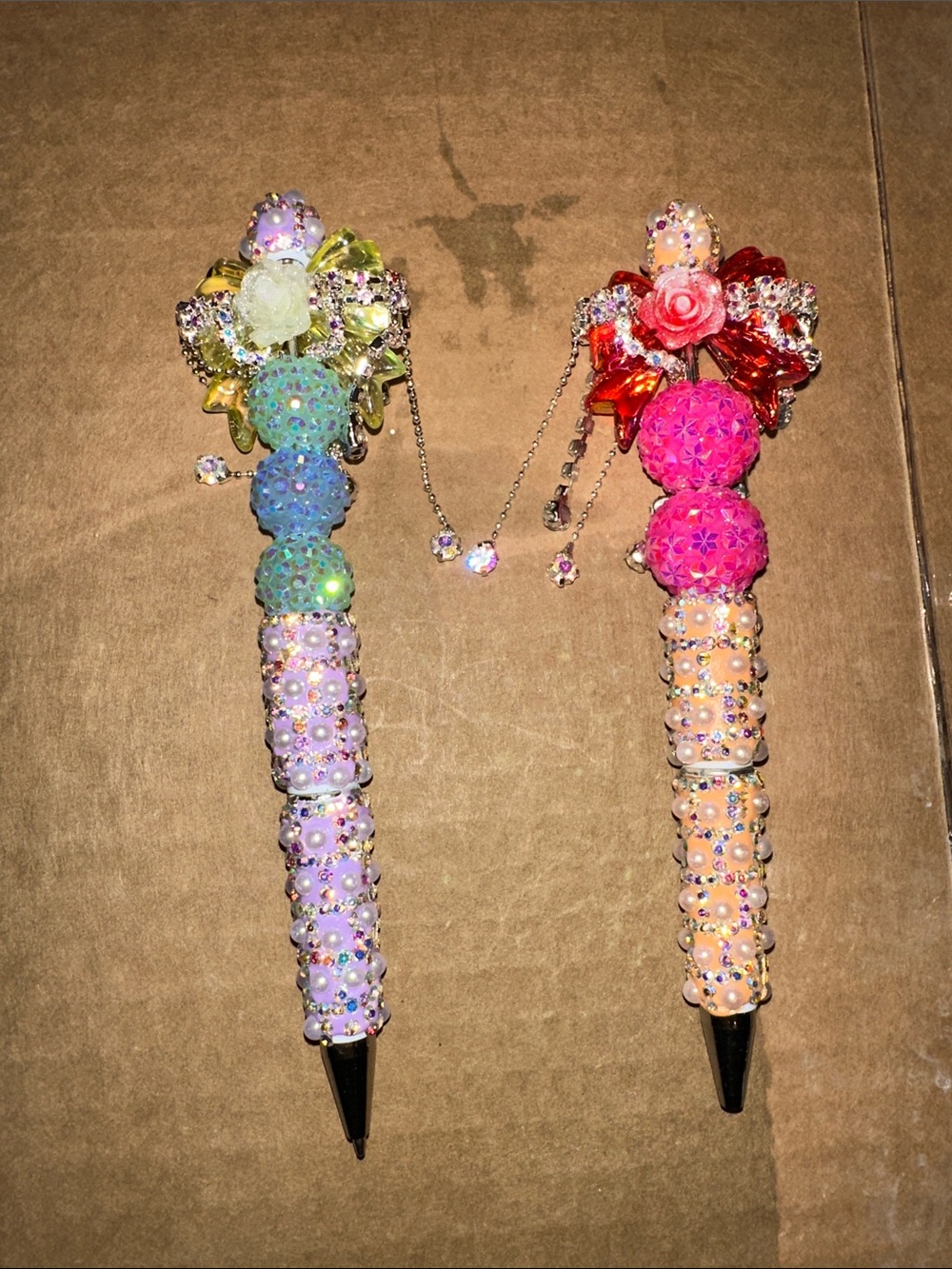 Handmade Decorative Rhinestone Floral Ballpoint Pen - Pink & Lavender $17 Each 🦩
